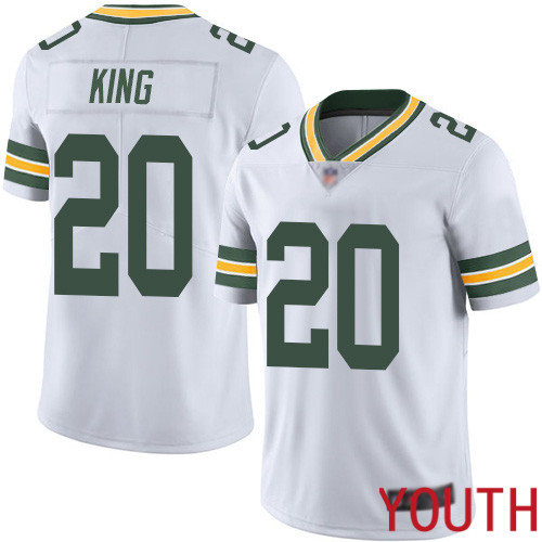 Green Bay Packers Limited White Youth #20 King Kevin Road Jersey Nike NFL Vapor Untouchable->youth nfl jersey->Youth Jersey